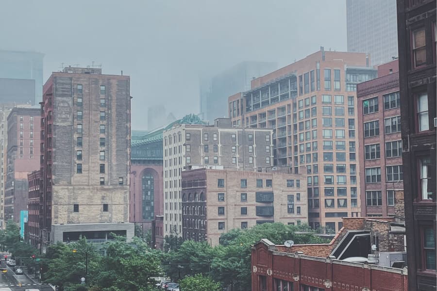 View from the fire escape of the Chicago office